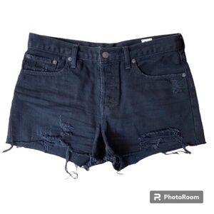 We The Free Sofia Denim Shorts Size 29 Black Distressed Cut-Off Raw Hem